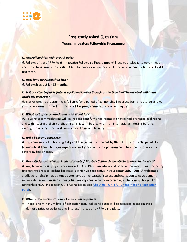 Frequently Asked Questions: Young Innovators Fellowship Programme