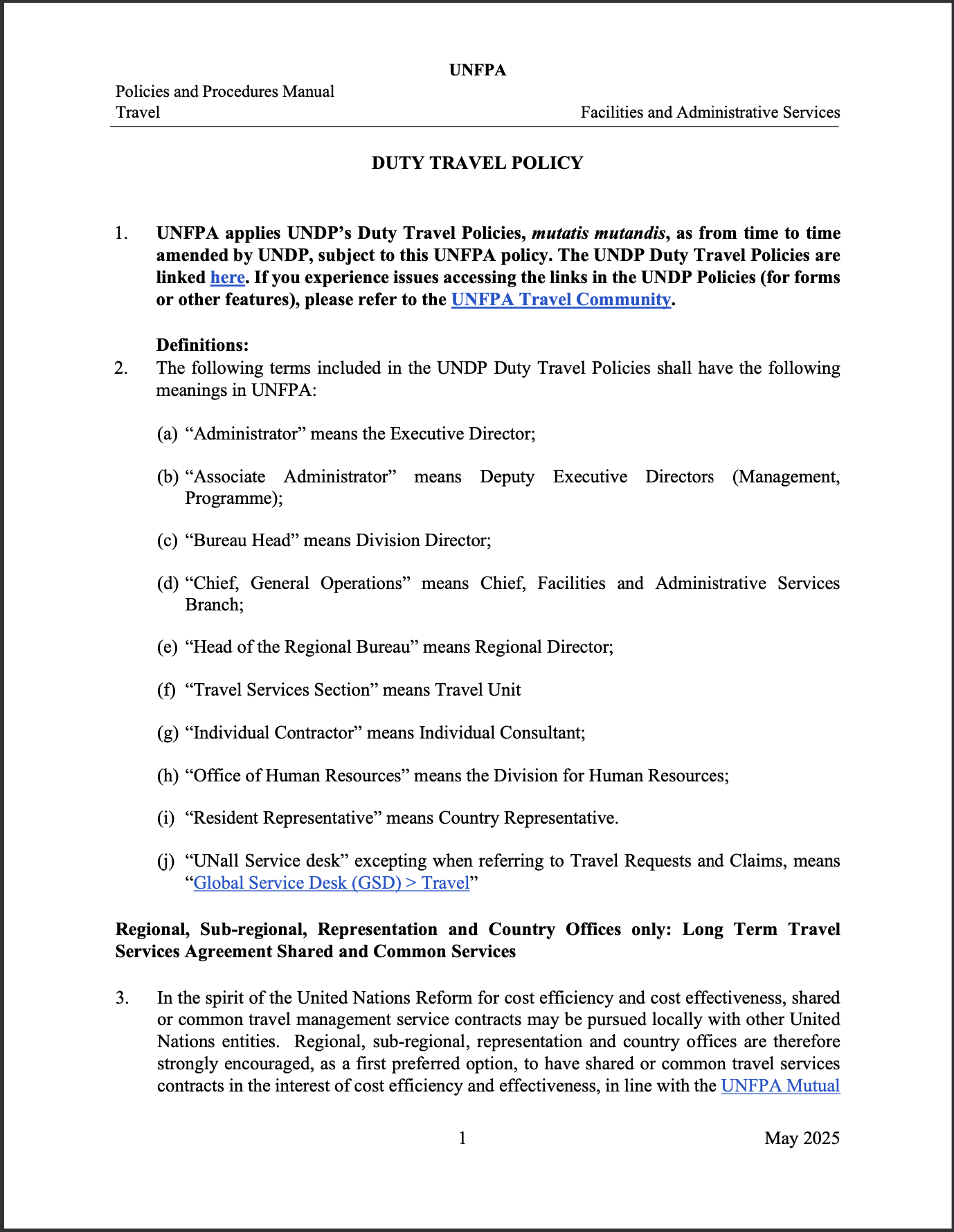 Policy for Duty Travel Policy for Duty Travel